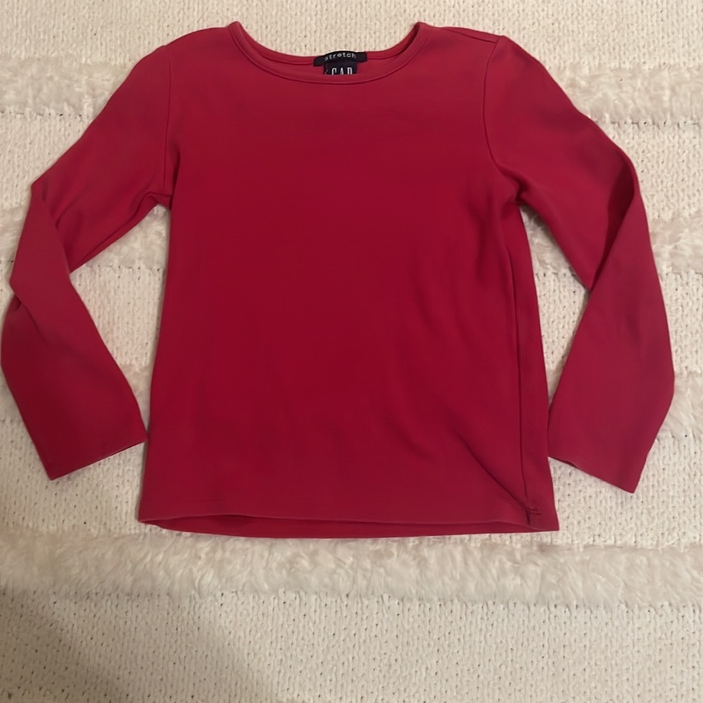 Y2K Gap red top cap stretch long sleeve cotton spandex girls size XS 4 Christmas